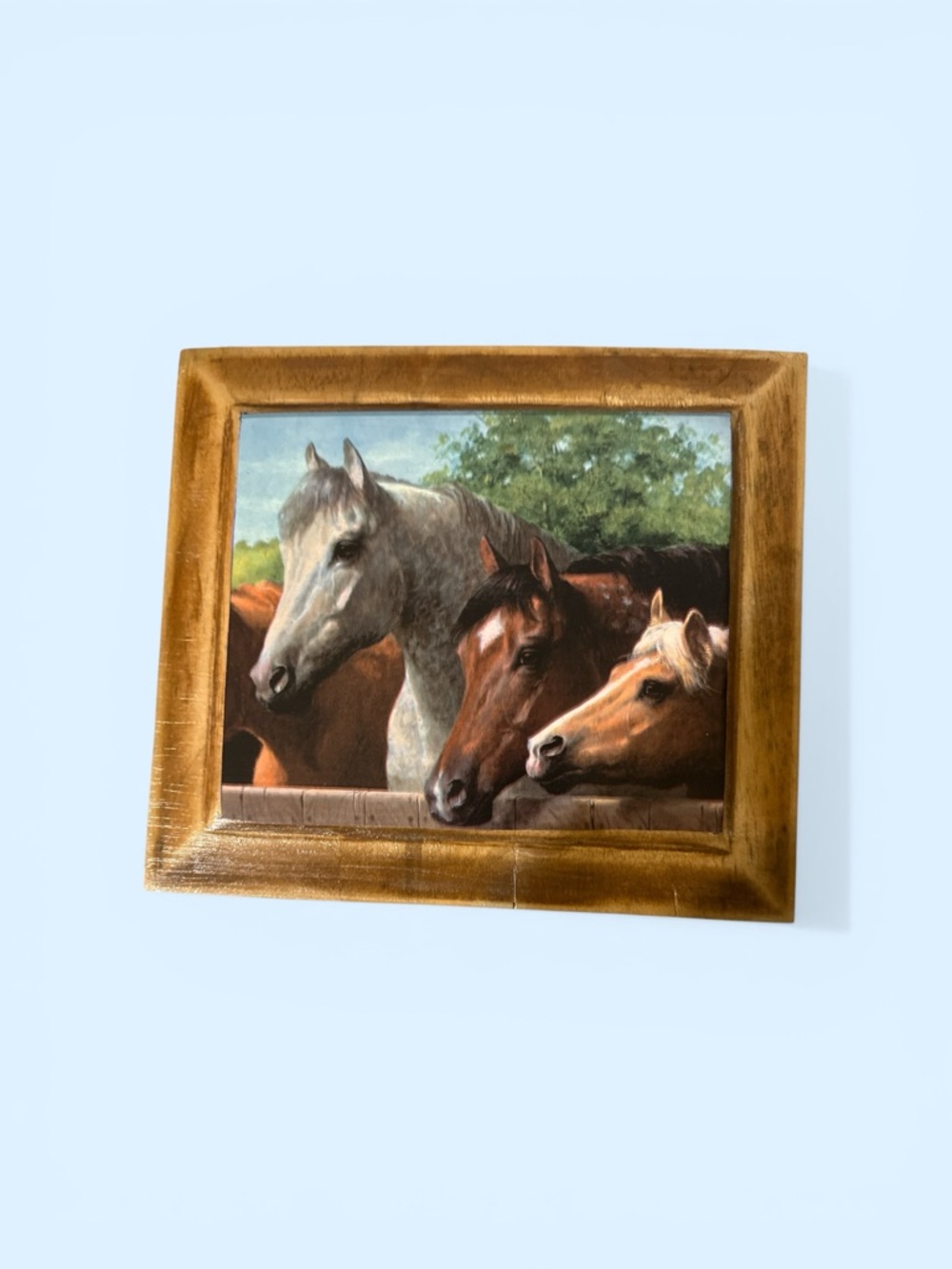 Rustic Horse Wall Art Reclaimed Wood Frame 9.5x8.5 Farmhouse Ranch Cabin Decor